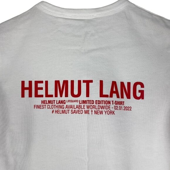 Helmut Lang White Red Colorblock Crew Neck Short Sleeve Lifeguard Baby Tee US XS - Picture 9 of 12